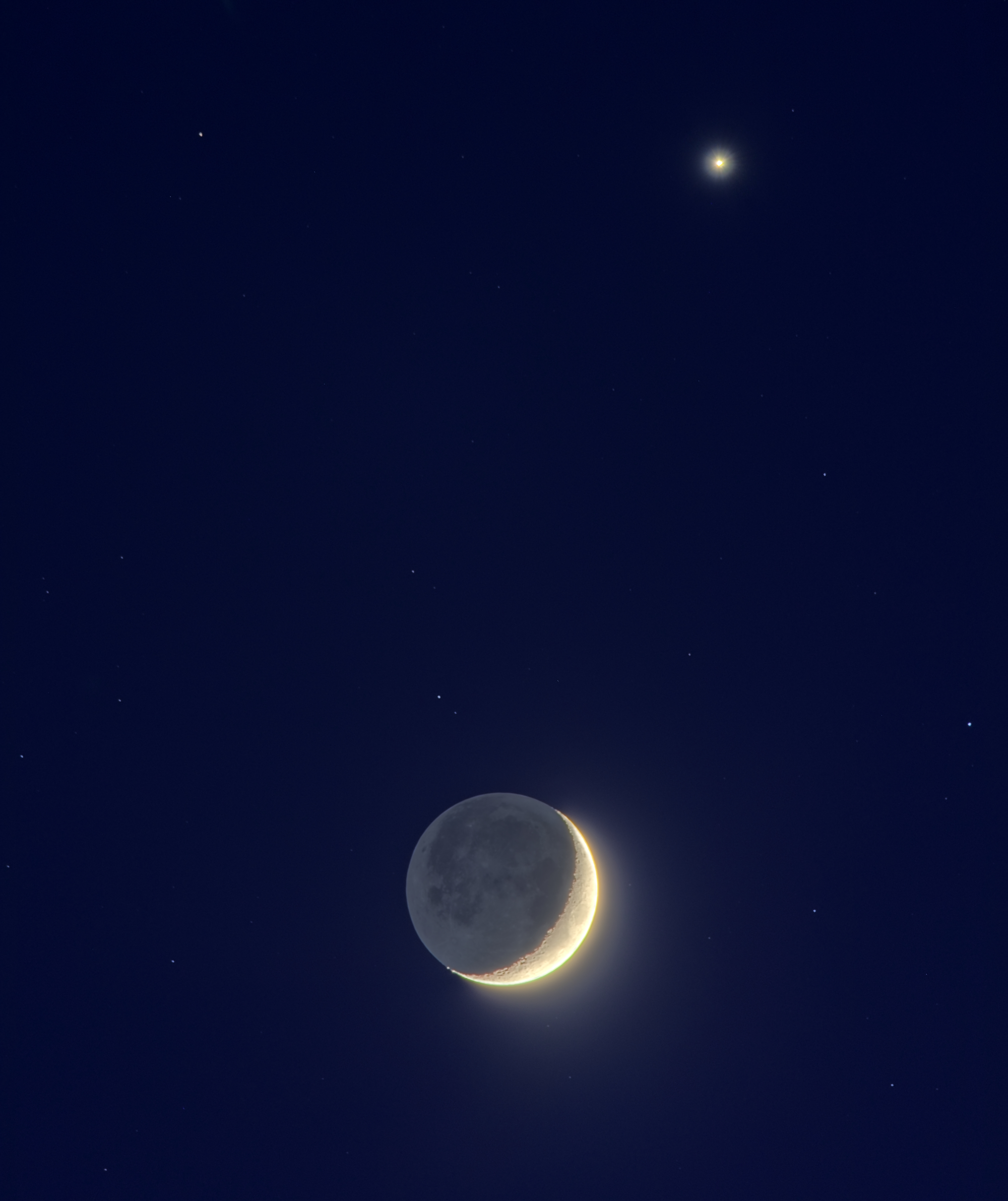 Moon and Venus conjunction HDR photo